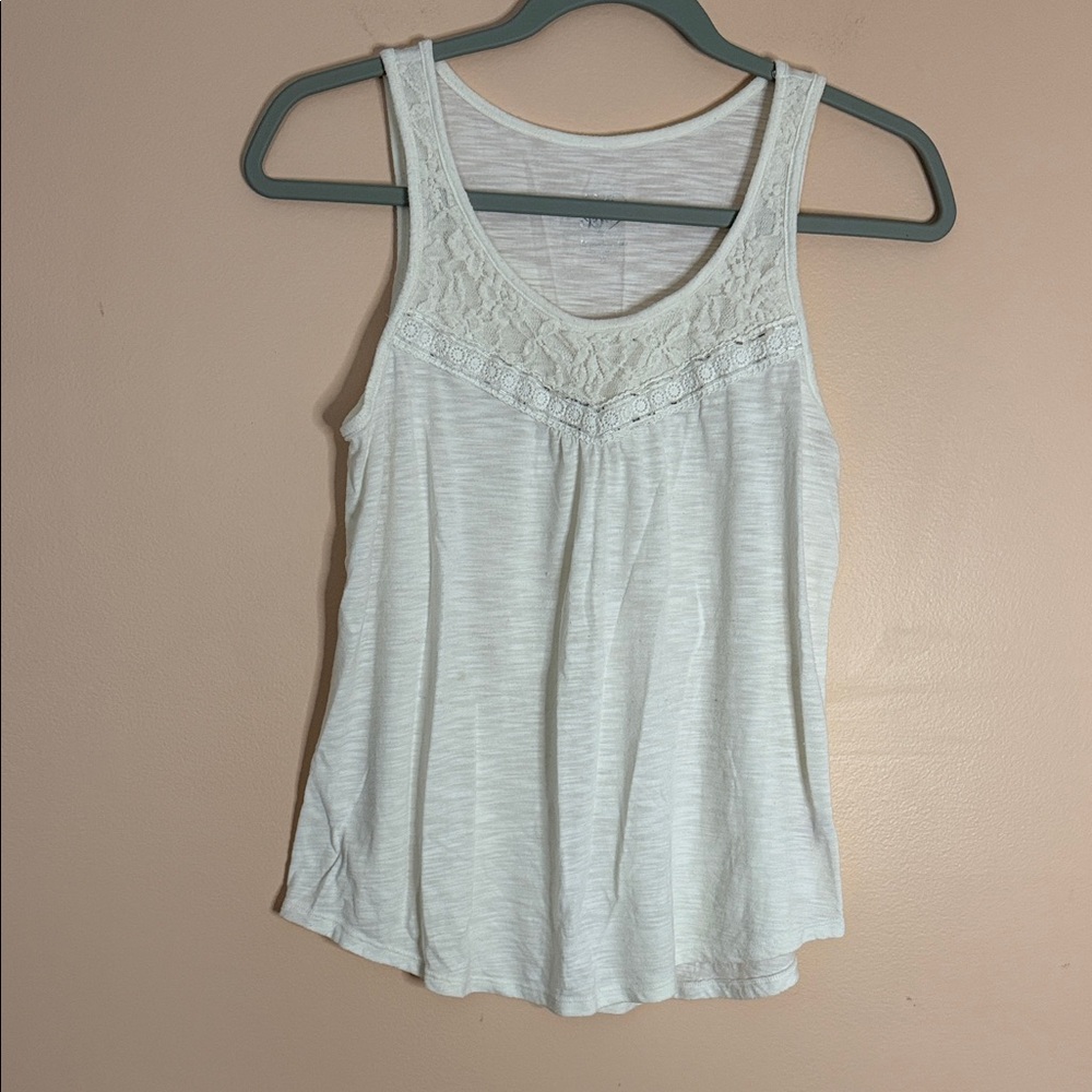 Justice White Lace Yoke Tank Top